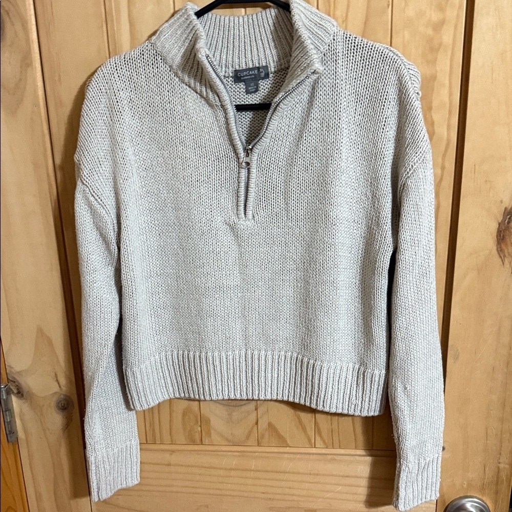 Cupcake Cozy Cream Half-Zip Sweater